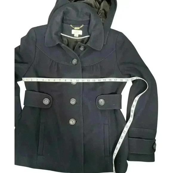 ANN TAYLOR Loft PeaCoat Size 10 Navy Blue Virgin Wool Blend Great Condition - Picture 15 of 16